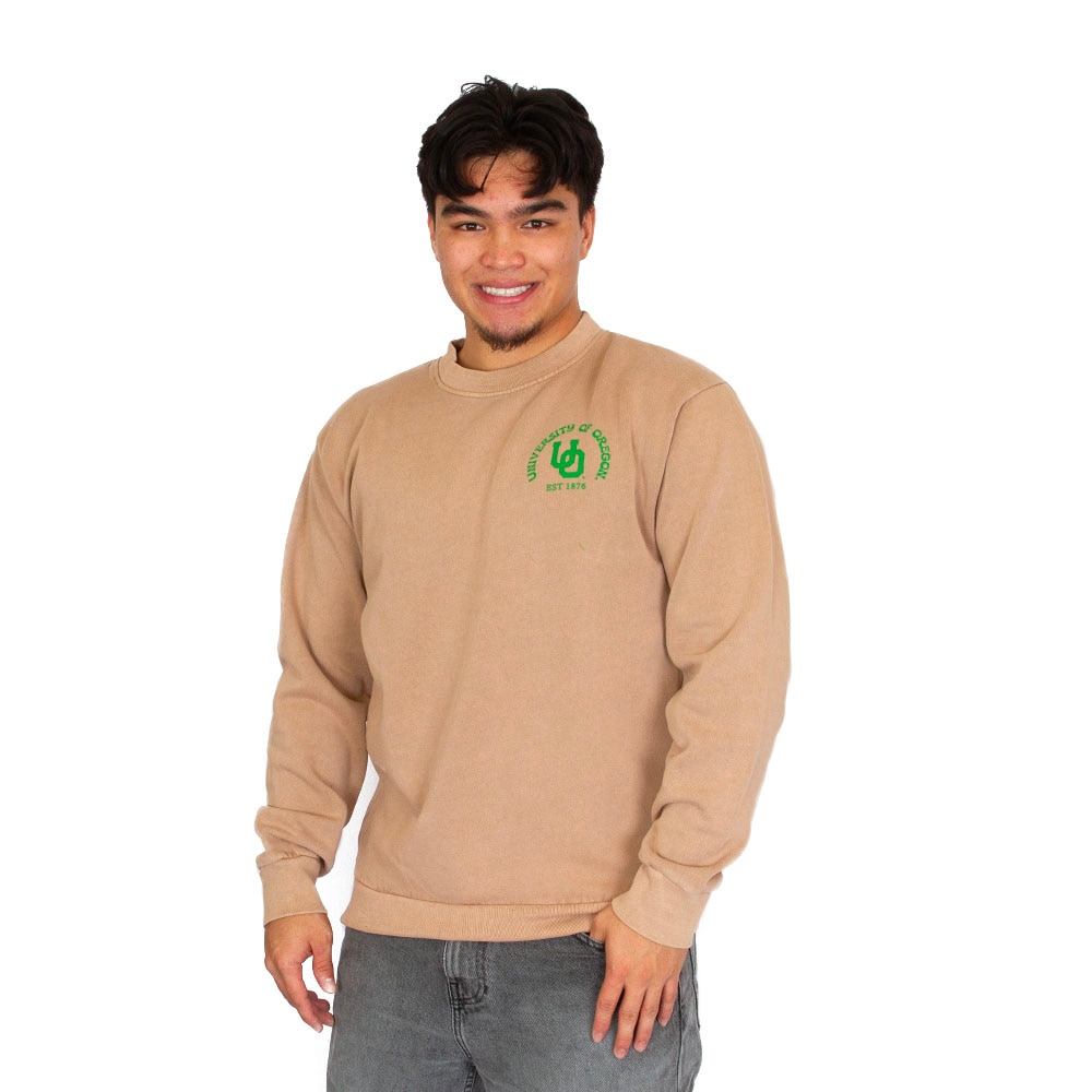 Interlocking UO, Brown, Pullover, Cotton Blend, Men, Unisex, Uscape, Vintage design, Sweatshirt, 958418